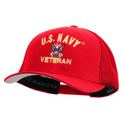 Licensed US Navy Retired Embroidered Flexfit Mesh Trucker Cap - Red OSFM