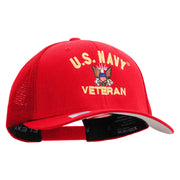 Licensed US Navy Retired Embroidered Flexfit Mesh Trucker Cap - Red OSFM