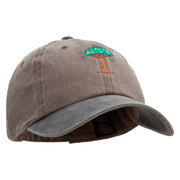 Dragon Blood Tree Embroidered Unstructured Pigment Dyed Cotton Cap - Khaki-Green OSFM