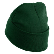 Keep Going Embroidered 12" Knit Cuff Long Beanie - Forest Green OSFM