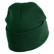 Keep Going Embroidered 12" Knit Cuff Long Beanie - Forest Green OSFM