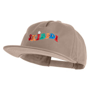 Skibidi Phrase Embroidered 5 Panel Cotton High Profile Flat Bill Unstructured Cap - Khaki OSFM