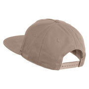Skibidi Phrase Embroidered 5 Panel Cotton High Profile Flat Bill Unstructured Cap - Khaki OSFM