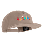 Skibidi Phrase Embroidered 5 Panel Cotton High Profile Flat Bill Unstructured Cap - Khaki OSFM
