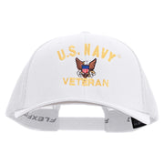 Licensed US Navy Retired Embroidered Flexfit Mesh Trucker Cap - White OSFM