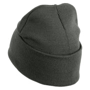 Keep Going Embroidered 12" Knit Cuff Long Beanie - Charcoal OSFM