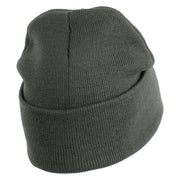 Keep Going Embroidered 12" Knit Cuff Long Beanie - Charcoal OSFM