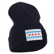 Chicago Flag Embroidered Long Beanie