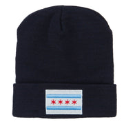 Chicago Flag Embroidered Long Beanie