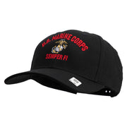 US Marine Corps Semper Fi Embroidered 6 Panel Structured Cotton Twill Cap Made in USA - Black OSFM