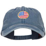 Circle American Flag Embroidered Washed Cap