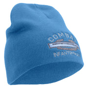 Licensed Combat Infantryman Embroidered 8 Inch Knitted Short Beanie - Sky-Blue OSFM