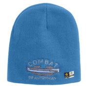 Licensed Combat Infantryman Embroidered 8 Inch Knitted Short Beanie - Sky-Blue OSFM