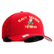 Licensed US Navy Seabee Veteran Embroidered Flexfit Mesh Trucker Cap - Red OSFM