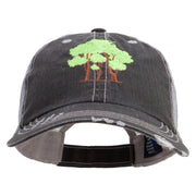 Old Tree Embroidered Low Profile Special Cotton Mesh Cap - Black OSFM