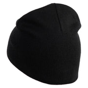 Speak Up Symbol Embroidered 8 Inch Knitted Short Beanie - Black OSFM