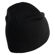 Speak Up Symbol Embroidered 8 Inch Knitted Short Beanie - Black OSFM