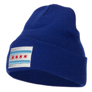 Chicago Flag Embroidered Long Beanie