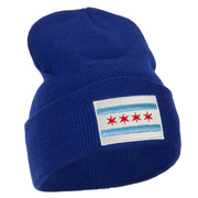 Chicago Flag Embroidered Long Beanie