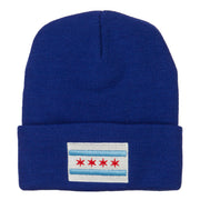 Chicago Flag Embroidered Long Beanie