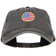 Circle American Flag Embroidered Washed Cap