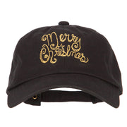 Glitter Merry Christmas Embroidered Unstructured Washed Cap