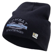 Licensed Combat Infantryman Embroidered 8 Inch Knitted Short Beanie - Navy OSFM