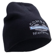 Licensed Combat Infantryman Embroidered 8 Inch Knitted Short Beanie - Navy OSFM