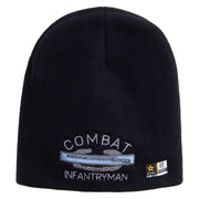 Licensed Combat Infantryman Embroidered 8 Inch Knitted Short Beanie - Navy OSFM