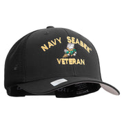 Licensed US Navy Seabee Veteran Embroidered Flexfit Mesh Trucker Cap - Black OSFM