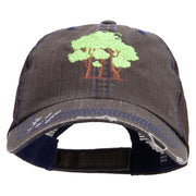 Old Tree Embroidered Low Profile Special Cotton Mesh Cap