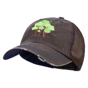 Old Tree Embroidered Low Profile Special Cotton Mesh Cap