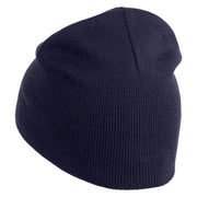 Speak Up Symbol Embroidered 8 Inch Knitted Short Beanie - Navy OSFM