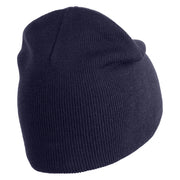 Speak Up Symbol Embroidered 8 Inch Knitted Short Beanie - Navy OSFM