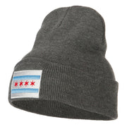 Chicago Flag Embroidered Long Beanie