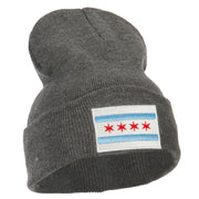 Chicago Flag Embroidered Long Beanie