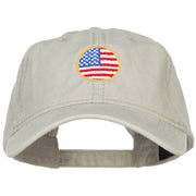 Circle American Flag Embroidered Washed Cap