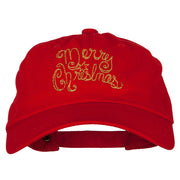 Glitter Merry Christmas Embroidered Unstructured Washed Cap