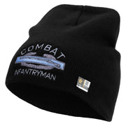 Licensed Combat Infantryman Embroidered 8 Inch Knitted Short Beanie - Black OSFM