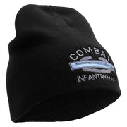 Licensed Combat Infantryman Embroidered 8 Inch Knitted Short Beanie - Black OSFM