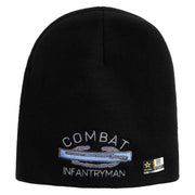 Licensed Combat Infantryman Embroidered 8 Inch Knitted Short Beanie - Black OSFM