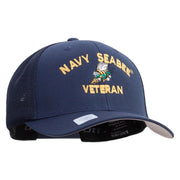 Licensed US Navy Seabee Veteran Embroidered Flexfit Mesh Trucker Cap - Navy OSFM