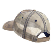 Old Tree Embroidered Low Profile Special Cotton Mesh Cap - Khaki OSFM