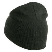 Speak Up Symbol Embroidered 8 Inch Knitted Short Beanie - Dark Grey OSFM