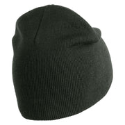 Speak Up Symbol Embroidered 8 Inch Knitted Short Beanie - Dark Grey OSFM