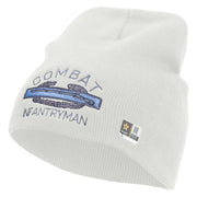 Licensed Combat Infantryman Embroidered 8 Inch Knitted Short Beanie - White OSFM