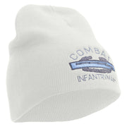 Licensed Combat Infantryman Embroidered 8 Inch Knitted Short Beanie - White OSFM