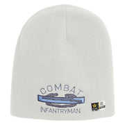 Licensed Combat Infantryman Embroidered 8 Inch Knitted Short Beanie - White OSFM