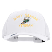 Licensed US Navy Seabee Veteran Embroidered Flexfit Mesh Trucker Cap - White OSFM