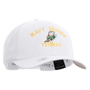 Licensed US Navy Seabee Veteran Embroidered Flexfit Mesh Trucker Cap - White OSFM